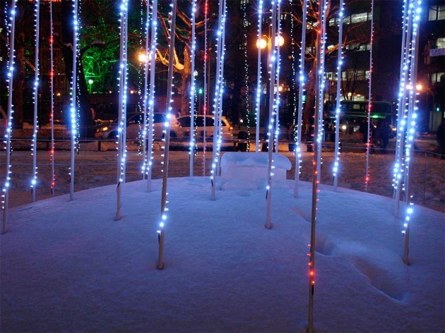 white illuminations in odori park