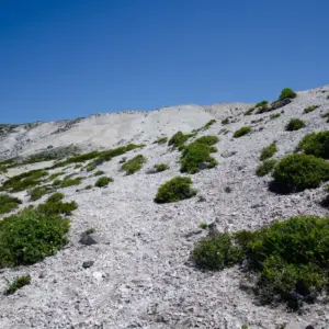 Gentle slope of the western crater.