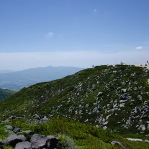 Hiking at the summit.