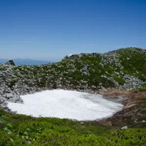 Snow remains in the summit crater.