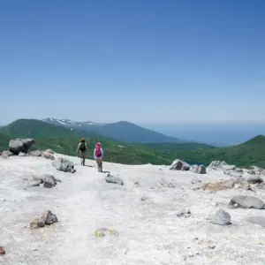 Hiking around the summit and descending from the north side.